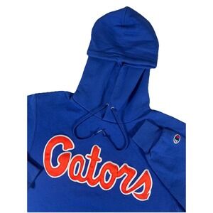 Champion University Of Florida Blue Stitched Spellout Hooded Sweatshirt Sz Small